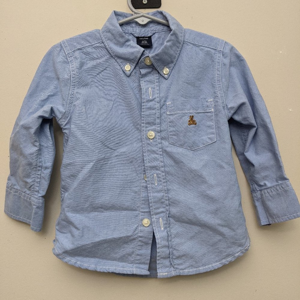 BabyGap Brannan Bear Blue Button Up - EUC - 18-24m